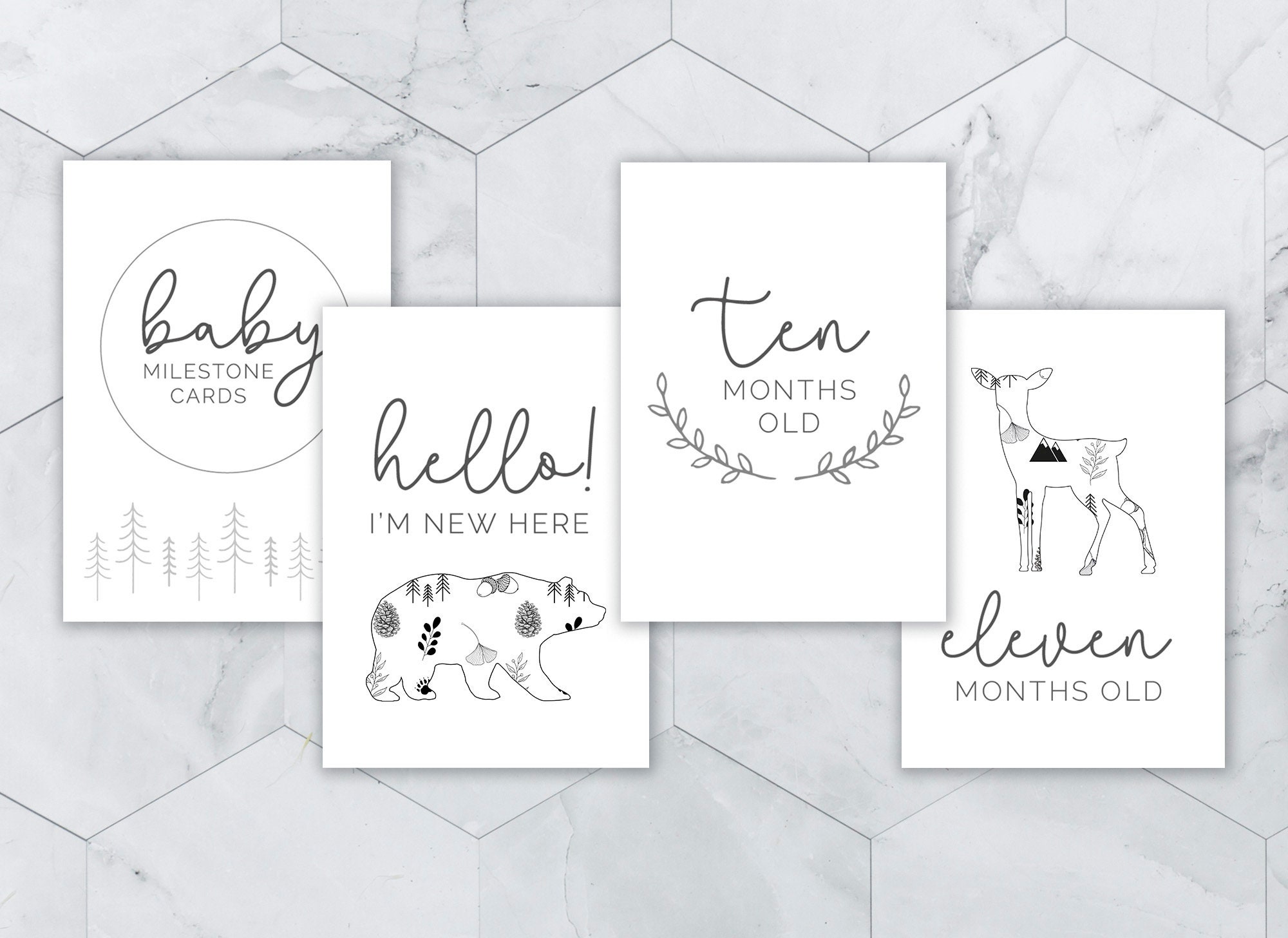 Baby Milestone Cards | Forest Woodland Animals | Woodland Milestone ...