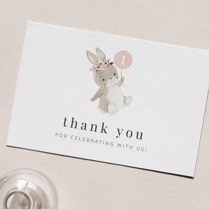 Bunny Thank You Card, Bunny Thank You Note, 1st Birthday Thank You Card, Somebunny is One, Printable Thankyou Card, Thank You Note