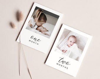 Editable Monthly Photos | First Birthday Photo Banner | Calligraphy Photo Banner | Printable Banner