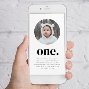 1st Birthday Invite, Evite Birthday Photo, First Birthday Invitation, 1st Birthday Electronic Invite, 1st Birthday Invitation Photo Boy