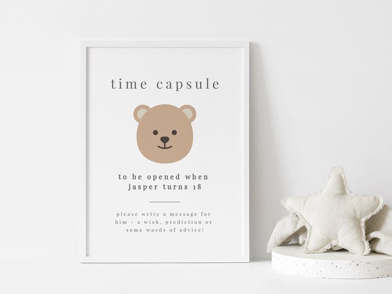 Editable Time Capsule, Teddy Bear Birthday, First Birthday Time Capsule ...