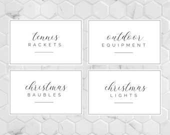 6.5 x 4 inch | US Letter | Editable Storage Labels | Script Font Labels | Large Storage Labels | Home Organization | Printable Labels