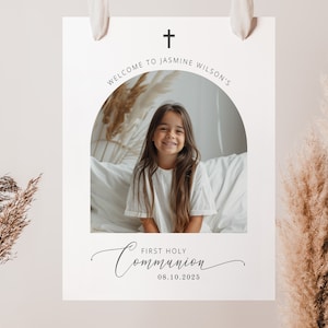 1st Communion Welcome Sign Template, 1st Holy Communion Girl, Communion Welcome Poster, First Communion Welcome Sign, Printable Welcome Sign