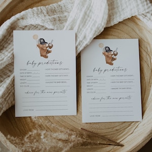 Modèle de carte de pronostics et conseils pour bébé, baby shower avec ours de baseball, baby shower garçon, carte de conseils pour baby shower, carte de baby shower imprimable