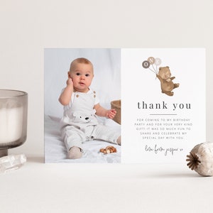 Modèle de remerciement ours, ballons ours brun, photo de remerciement ours, mot de remerciement photo, fête d'anniversaire nounours, carte de remerciement imprimable