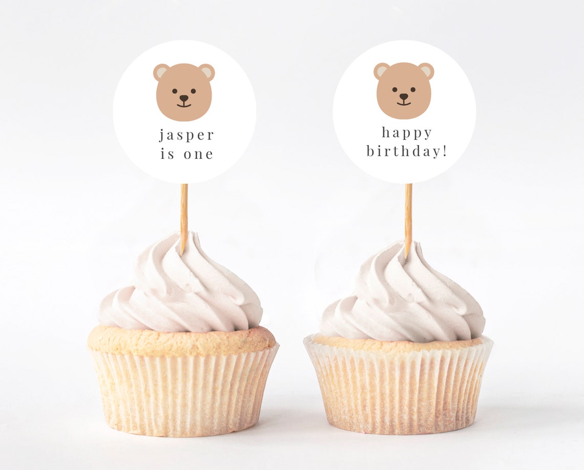 Editable Cupcake Toppers Bear Cupcake Toppers Teddy Bears | Etsy