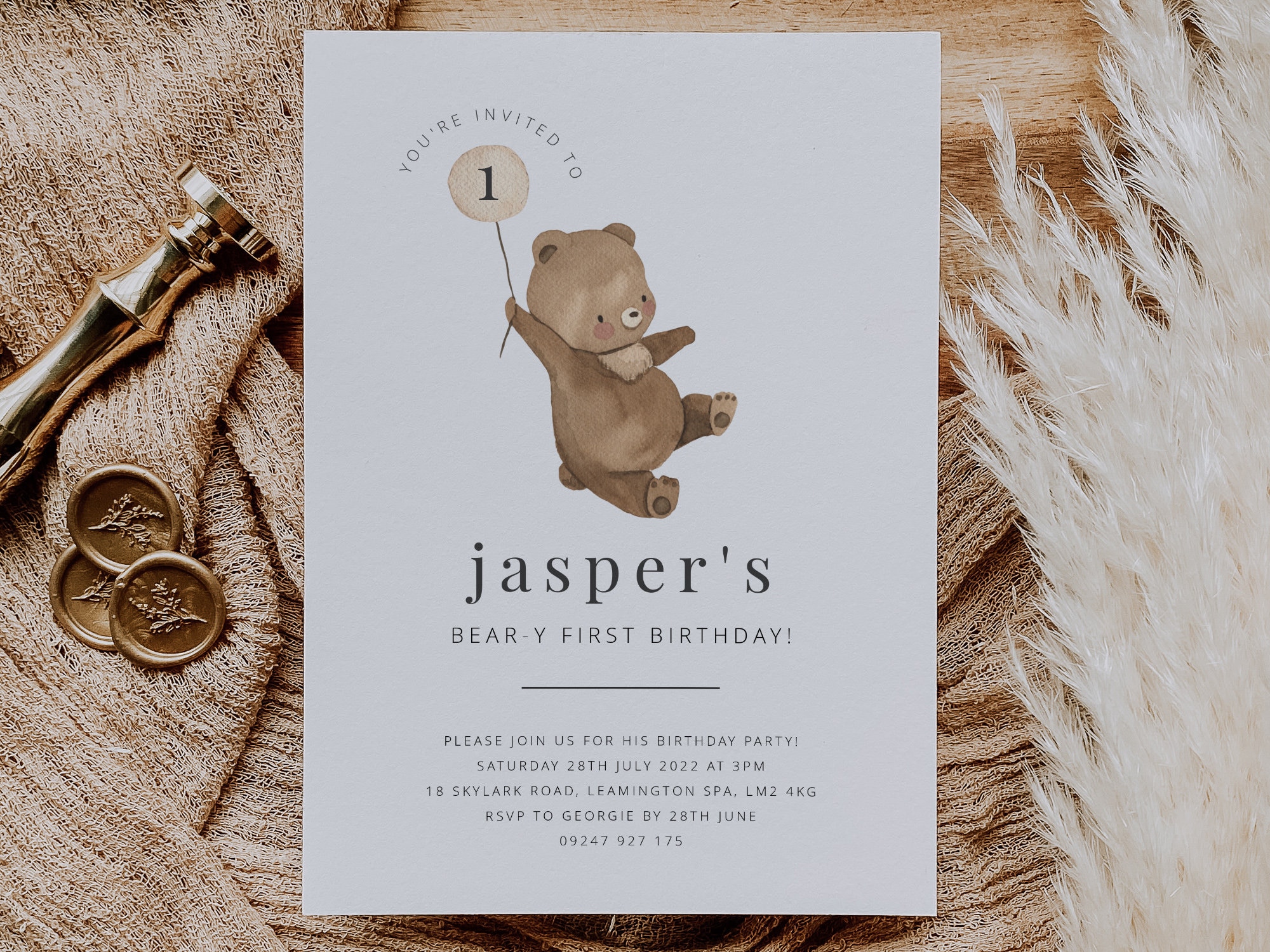 bear-birthday-invitation-template-beary-first-birthday-teddy-bears-picnic-watercolour-teddy-bear-invite-printable-birthday-invite-etsy