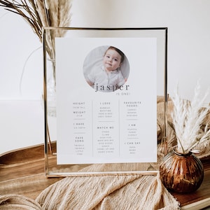 Modèle d'affiche première année de bébé, affiche d'étape importante 1er anniversaire, impression d'étape importante de photo, 1er anniversaire de garçon, affiche imprimable 1ère année