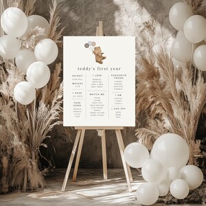 Bear Milestone Print Template, Teddy Bears Picnic, 1st Birthday Sign ...