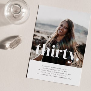 30th Birthday Invitation Template, Thirty Birthday Invite, 30th Birthday Picture Invite, Thirty Invitation, Printable Birthday Invitation