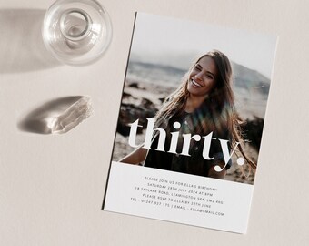 30th Birthday Invitation Template, Thirty Birthday Invite, 30th Birthday Picture Invite, Thirty Invitation, Printable Birthday Invitation