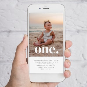 1st Birthday Invite, Evite Birthday, First Birthday Invite Digital, Digital Invitation 1st Birthday, Birthday Party Invitation