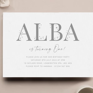 Birthday Invitation Template, Custom Name Invite, Celestial Invitation, Star Birthday Invitation, Moon Birthday Invite, Printable Invite