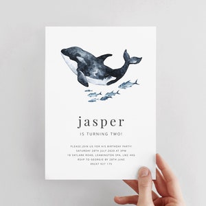 Editable Whale Birthday Invite, Ocean Birthday Party, Nautical Invitation, Ocean Animals Birthday, Under the Sea, Printable Birthday Invite