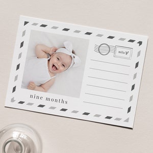 Monthly Baby Photos Template, 1st Birthday Photos, 12 Month Photo Banner, First Year Photos, Postcard Photo Banner, Printable Photo Banner