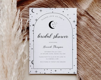 Celestial Bridal Shower Invite | Bridal Shower Invitation Template | Moon Stars Bridal Shower | Printable Bridal Shower Invitation