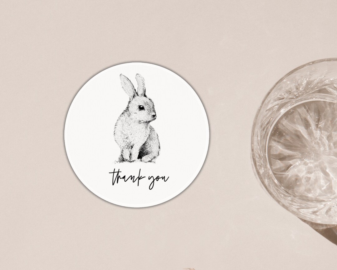 Editable Thank You Sticker | Bunny Rabbit | Templett Sticker | Modern ...