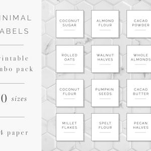 Editable Label Bundle | 10 Label Sizes | A4 | Minimal Labels | Editable Labels | Printable Label Set | Label Template Bundle | Kitchen Label
