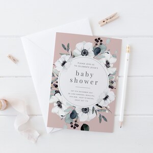 Baby shower Invitation Template, Floral Baby Shower, Girl Baby Shower, Editable Baby Shower Invite, Printable Invitation