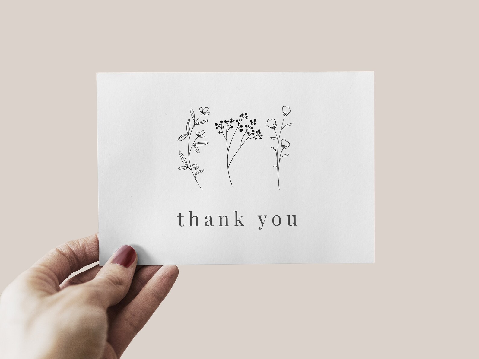 Editable Thank You Card | Floral Thank You Note | Minimal Flower Card ...
