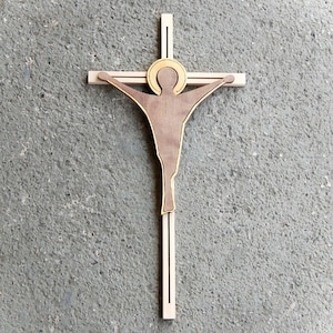Modern Wooden Wall Cross with Jesus Crucifix,Religious Catholic Christian Gifts, Church Supplies