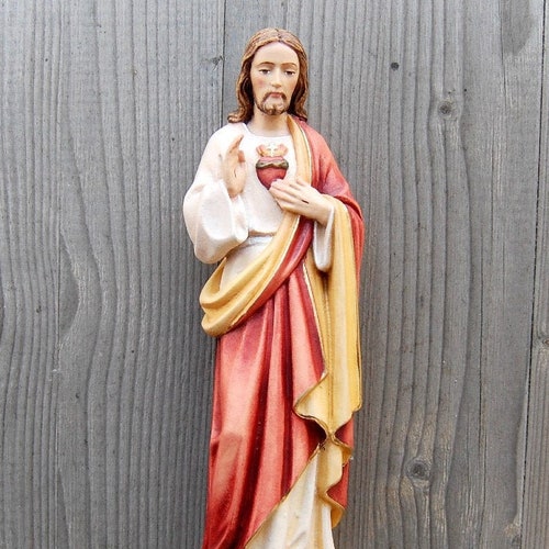 Sacred Heart of Jesus Wooden Statue Life Size Saint Sacred Etsy