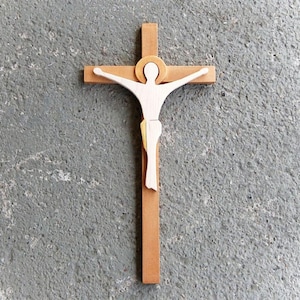 Modern Wooden Wall Cross with Jesus Crucifix,Religious Catholic Christian Gifts, Church Supplies