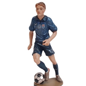 Wooden statue of a football player Wooden decoration, Statue of Football player, Wooden statue, Wooden figurine, Figure of a football