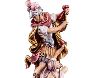 Hand-Painted Maple Wood St. Martin and Beggar Statue, Religious Sculpture (6.69 inch)
