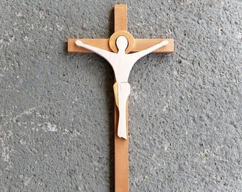 Modern Dark Wooden Wall Cross Modern Wooden Wall Cross with Jesus Crucifix,Religious Catholic Christian Gifts, Church Supplies