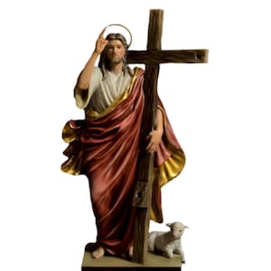 Jesus Christus mit dem Lamm - Guter Hirte Detaillierte Jesus-Statue, handbemalte Retterfigur, christlicher Wohnkultur-Erlöser, Christ