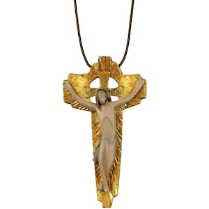 Modern Crucifix Pendant Necklace-Wooden Pendant Necklace, Wooden gifts, Original gifts, Unique gifts, Religious Catholic gifts