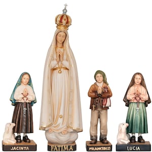 Our Lady of Fatima Pilgrim with crown and children - Religious gifts, Catholic gifts, Wooden decoration, Wooden gifts, Wooden statue