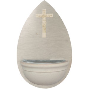 Holy Water Font with small Crucifix Wooden Slate Holy Water Catholic decoration Holy Water Baptism Church
