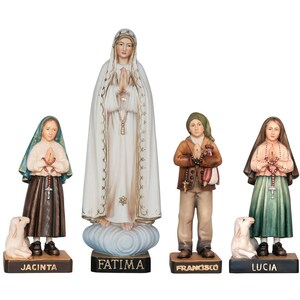 Our Lady of Fatima with children - Religious gifts, Catholic gifts, Wooden decoration, Wooden gifts, Wooden statue, Church supplies