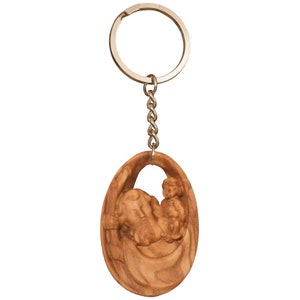 Keyring - Saint Christopher - olive wood Wooden keyrings Saint Christopher Keyrings Unique gifts Catholic Christian Gifts Religious gift