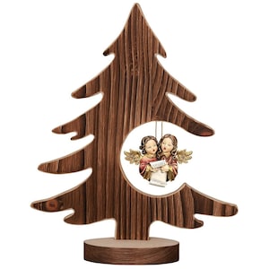 Fir tree with pair of Angels - Religious Catholic decor, Christmas gifts, Christmas decoration, Wooden christmas tree, Wooden decoration
