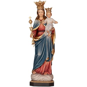 Nuestra Señora Auxiliadora de los Cristianos -Estatua católica religiosa, Decoración religiosa, Decoración de madera, Regalos de madera, Regalos para cristianos, católicos