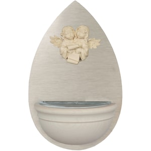 Holy Water Font with Pair of Angels Wooden Slate Holy Water Catholic decoration Holy Water Baptism Church
