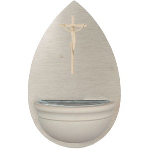 Holy Water Font with small Crucifix Wooden Slate Holy Water Catholic decoration Holy Water Baptism Church