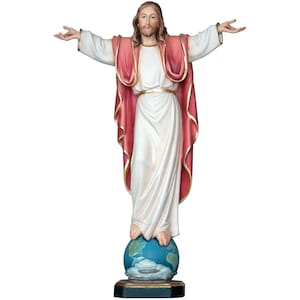 Auferstehung der Jesus-Holzstatue - Religiöse katholische Statuen, religiöse katholische Dekoration, Kirchenzubehör, Holzdekoration