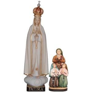 Our Lady of Fatima with Crown and children - Religious gifts, Catholic gifts, Wooden decoration, Wooden gifts,Wooden statue, Church supplies