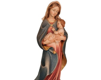 Estatua de madera de la Virgen de la Protección – Regalo religioso pintado a mano