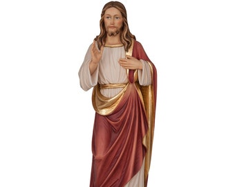 Hand Carved Maple Wood Jesus Statue – Religious Catholic Decor