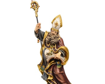 Hand-Painted Wood Statue – St. Martin with Goose, Religious Decor