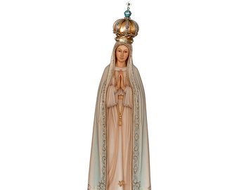 Our Lady of Fatima with crown -Religious Catholic statue, Religious decoration, Wooden decoration, Wooden gifts, Life size statues