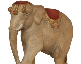 Hand Carved Maple Wood Elephant – Nativity Figurine, Christmas Decor