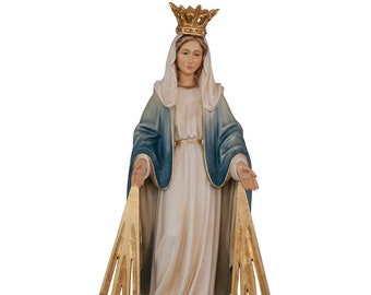 Statue Unserer Lieben Frau der Gnade - Handbemaltes Ahornholz, Katholisches Geschenk