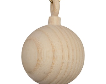 Rustic Wooden Christmas Bauble, Unpainted Wood Decor