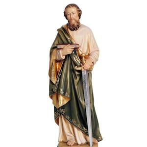 St. Paul Wooden Statue, Life size Saint Religious Statues Sculptures,Church supplies,Religious Catholic christian gifts